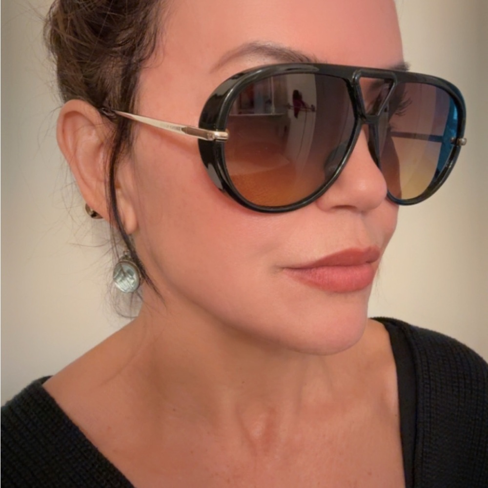 Bottega Veneta Black and Silver Sunglasses